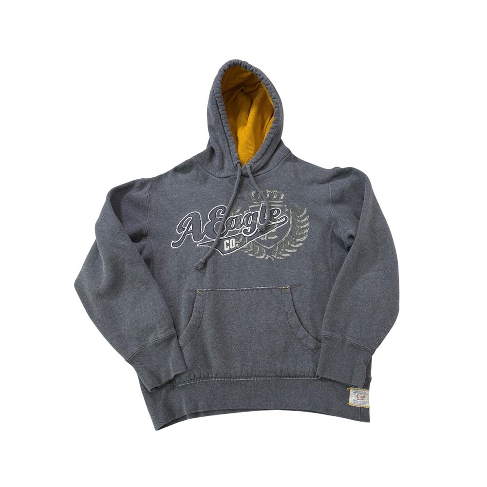Y2K American Eagle Hoodie Varsity Graphic Pullover Streetwear Skater Spellout L